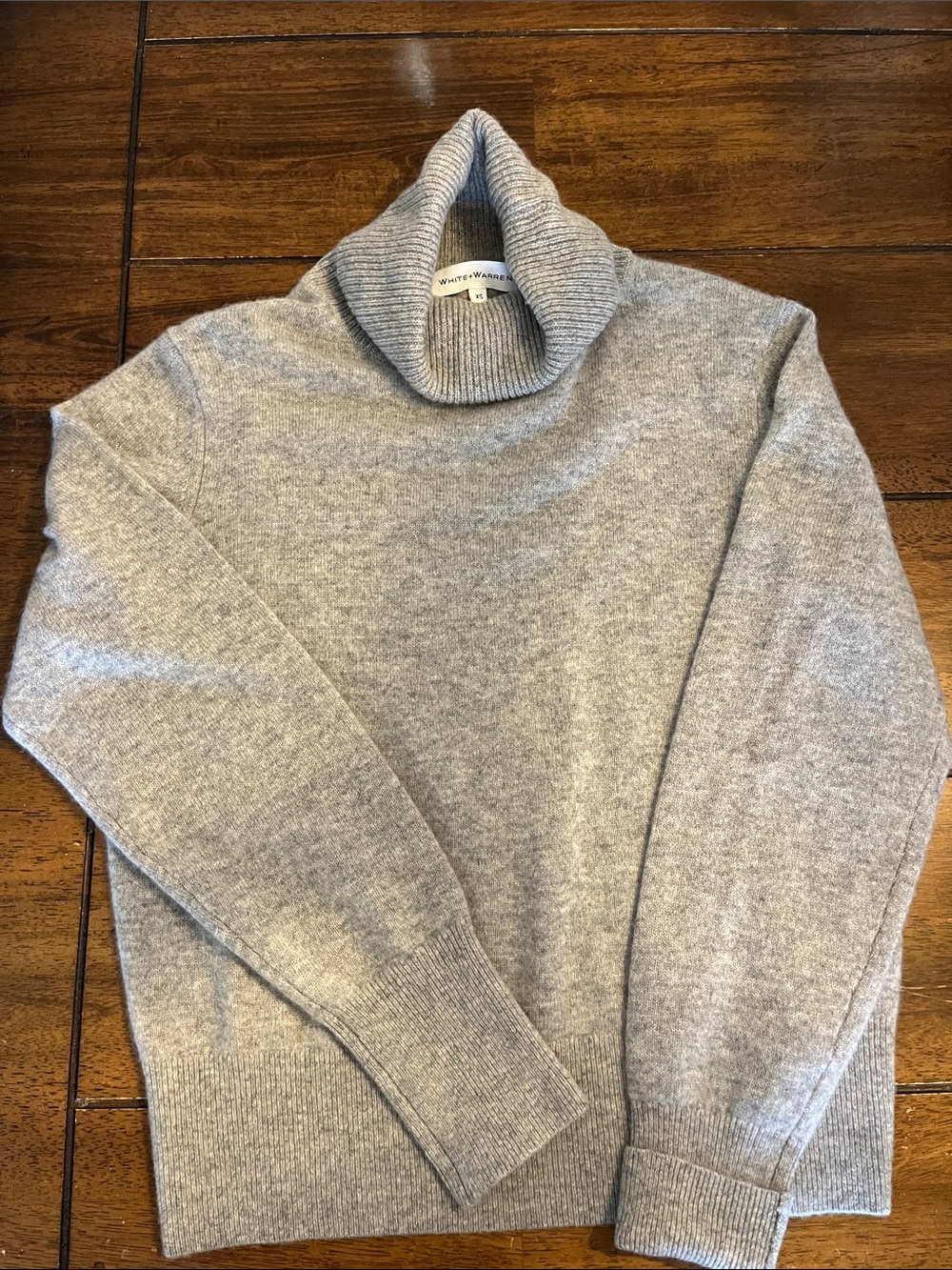 White + Warren Gray Cashmere Turtleneck Sweater